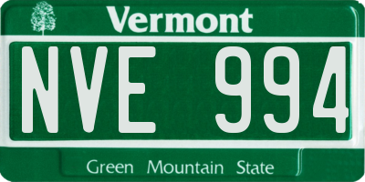 VT license plate NVE994