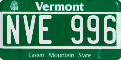 VT license plate NVE996
