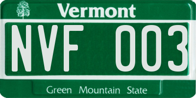 VT license plate NVF003