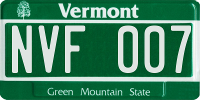VT license plate NVF007