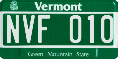 VT license plate NVF010