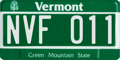 VT license plate NVF011