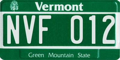 VT license plate NVF012