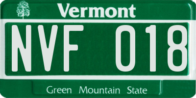 VT license plate NVF018