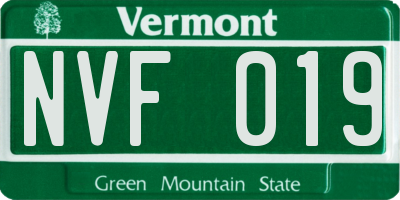 VT license plate NVF019
