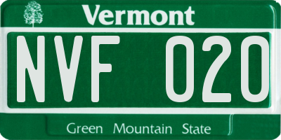 VT license plate NVF020