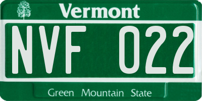 VT license plate NVF022