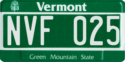 VT license plate NVF025