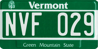 VT license plate NVF029