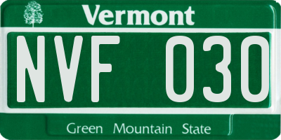 VT license plate NVF030