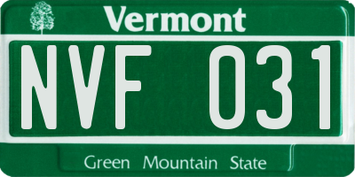 VT license plate NVF031