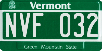 VT license plate NVF032