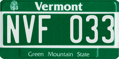 VT license plate NVF033