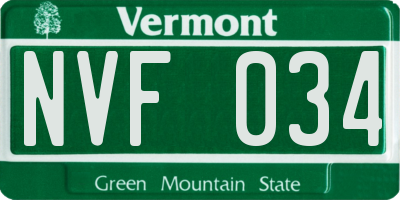 VT license plate NVF034