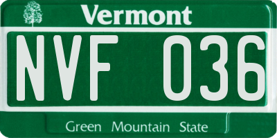 VT license plate NVF036