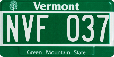 VT license plate NVF037