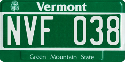 VT license plate NVF038