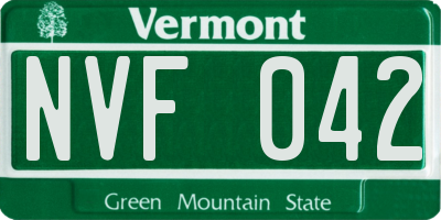 VT license plate NVF042