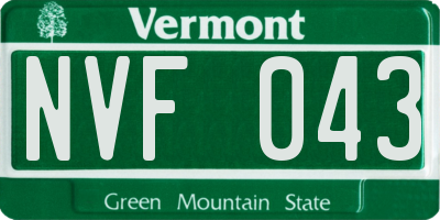 VT license plate NVF043