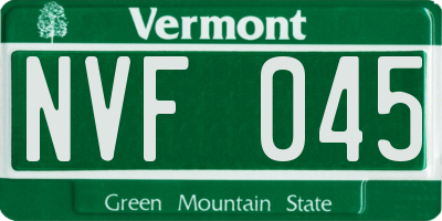 VT license plate NVF045