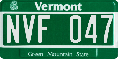 VT license plate NVF047