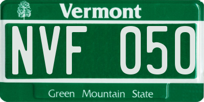 VT license plate NVF050