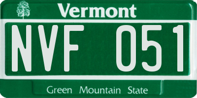 VT license plate NVF051