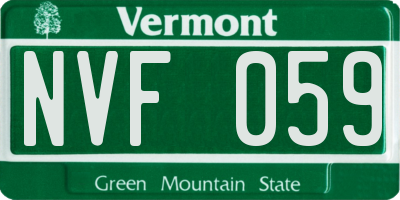VT license plate NVF059