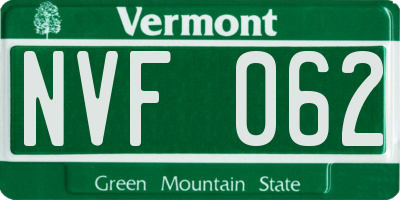 VT license plate NVF062