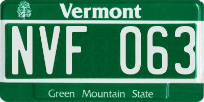 VT license plate NVF063