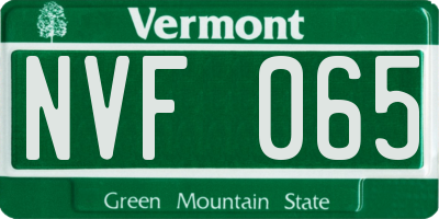 VT license plate NVF065