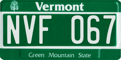 VT license plate NVF067