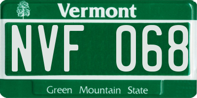 VT license plate NVF068