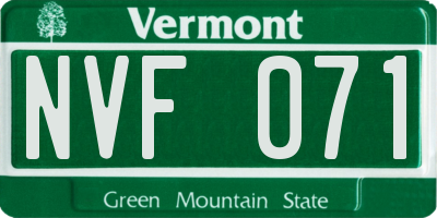 VT license plate NVF071