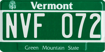 VT license plate NVF072