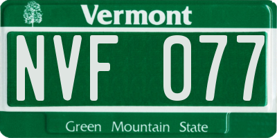 VT license plate NVF077