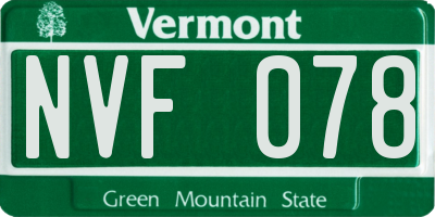 VT license plate NVF078