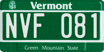 VT license plate NVF081