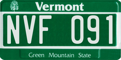 VT license plate NVF091