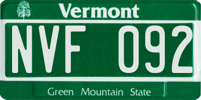 VT license plate NVF092