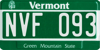 VT license plate NVF093