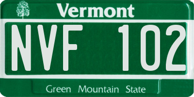 VT license plate NVF102