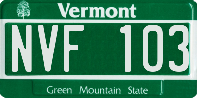 VT license plate NVF103