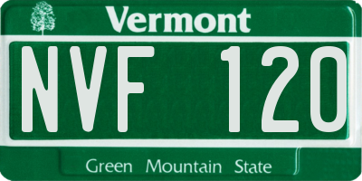 VT license plate NVF120