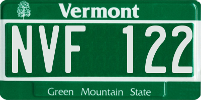VT license plate NVF122