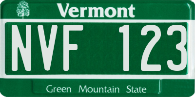 VT license plate NVF123