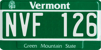 VT license plate NVF126
