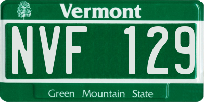 VT license plate NVF129