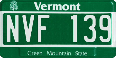 VT license plate NVF139
