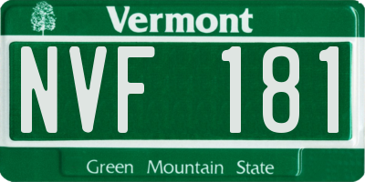 VT license plate NVF181